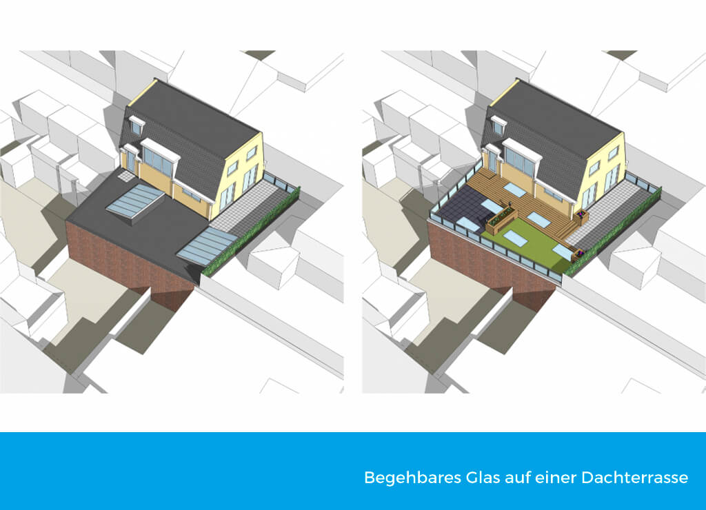 Begehbares glas Dachterrasse