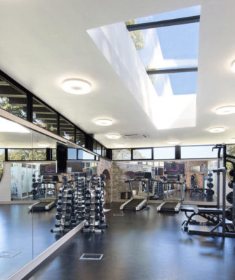 Multipart rooflight in a gym