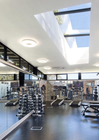 Multipart rooflight in a gym